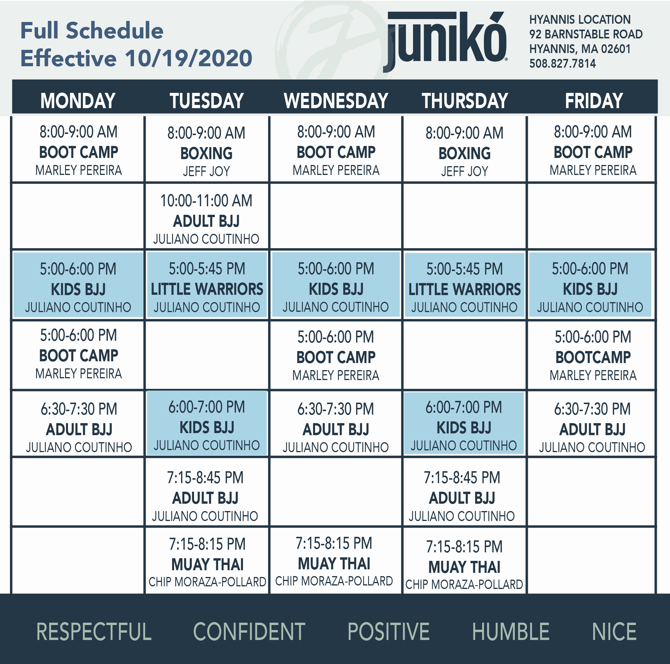 Juniko Hyannis Schedule & Hours of Operation Juniko